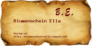 Blumenschein Ella névjegykártya